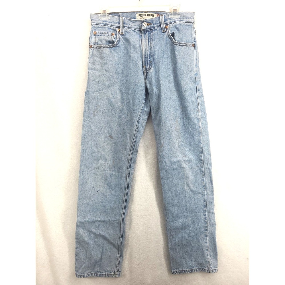Mens 505 Levis 30x32 Lt Wash Reg Fit Straight Leg Distressed Workwear Grunge vtg